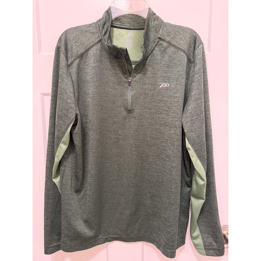 Pro Player Mens Quarter Zip Pullover Two-Tone Green Heather Activewear Large